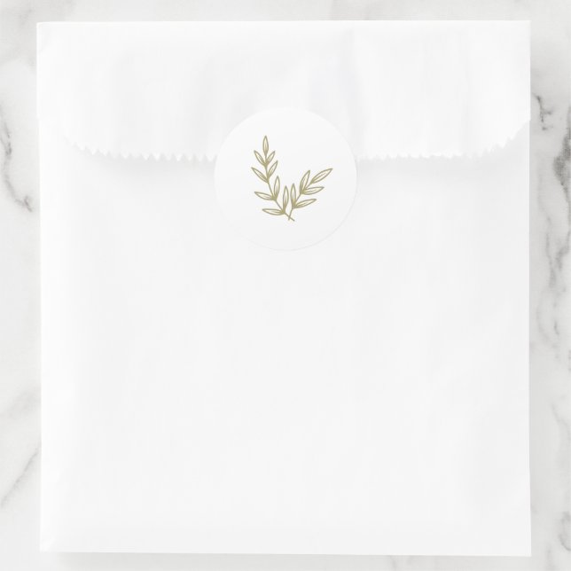 Sticker Rond Boho Bamboo Feuille Botanique Vert doux et élégant (Sac)