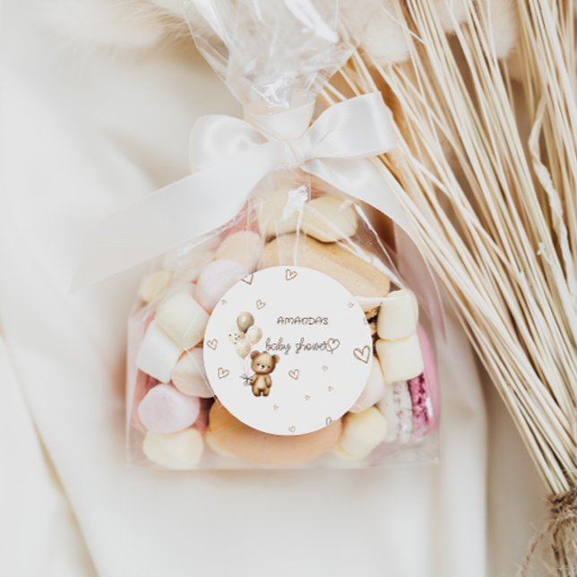 Sticker Rond Boho Bear Cub Baby shower Favoriser (Créateur téléchargé)