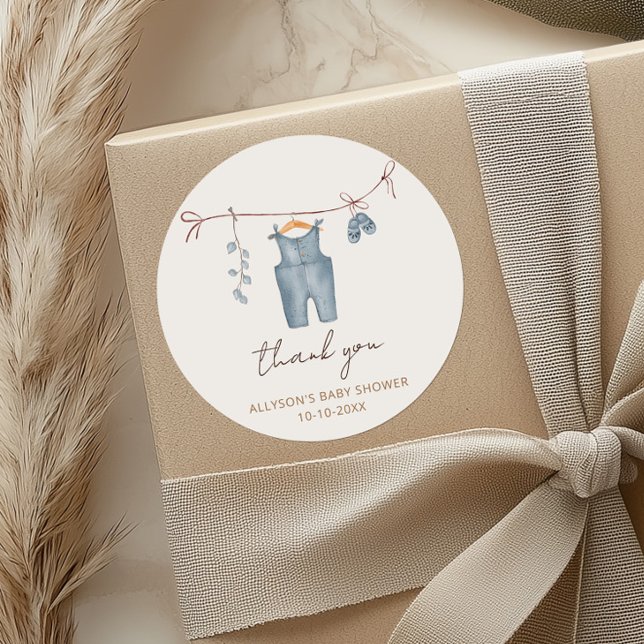 Sticker Rond Boho bébé vêtements doux bébé garçon baby shower (Créateur téléchargé)