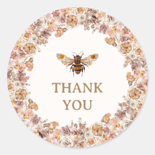 Sticker Rond Boho Bee Fleur sauvage d'aquarelle