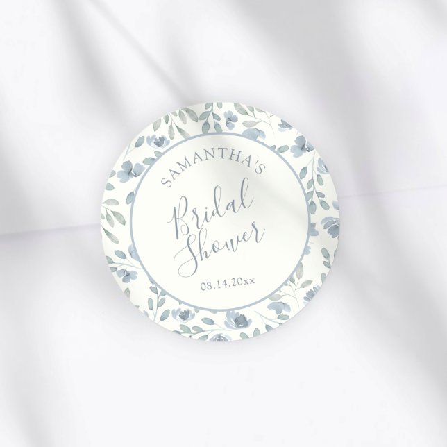 Sticker Rond Boho Bleu & Crème Cadeau de Fiançailles (Créateur téléchargé)