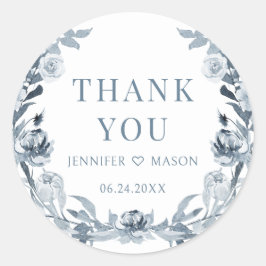 Sticker Rond Boho bleu gris foncé mariage merci