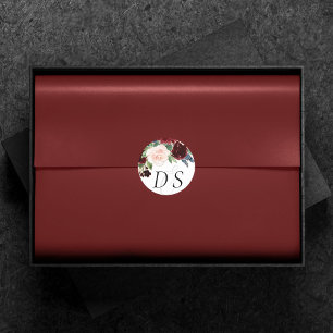 Sticker Rond Boho Bloom   Burgundy Red and Navy Changement de d