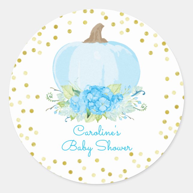 Sticker Rond Boho Blue Citrouille Baby Boy Douche (Devant)