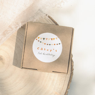 Sticker Rond Boho Bunting drapeaux Genre Neutre Anniversaire Fê