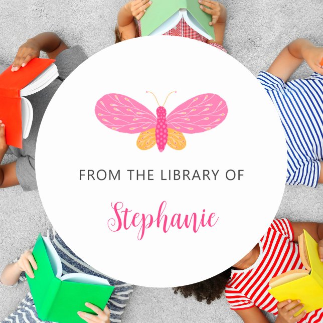 Sticker Rond Boho Butterfly de la bibliothèque de l'autocollant (Créateur téléchargé)