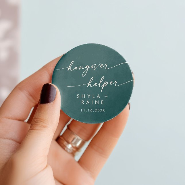 Sticker Rond Boho Chic Blue Hangover Turquoise Helper Favoriser (Créateur téléchargé)
