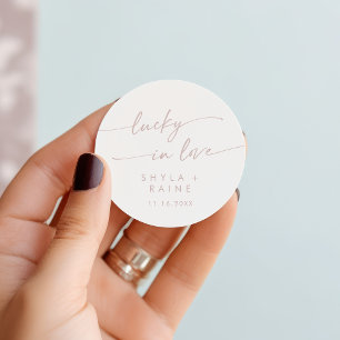 Sticker Rond Boho Chic Blush Rose Lucky En Amour Favoriser