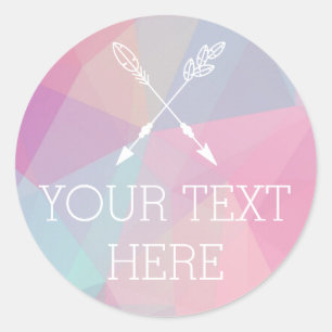 Sticker Rond Boho Chic Crossés Flèches Pastel Polygonal Bohème