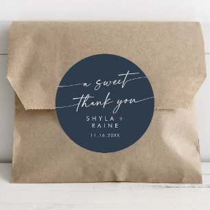 Sticker Rond Boho Chic Dark Navy Bleu Un Merci doux Favoriser