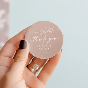 Sticker Rond Boho Chic Dusty Rose Rose Un Merci Sucré Favoriser