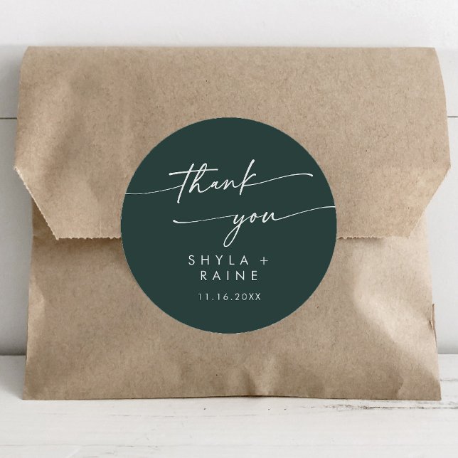 Sticker Rond Boho Chic Emerald Vert Merci mariage Faveur (Créateur téléchargé)