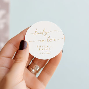Sticker Rond Boho Chic Gold et blanc Lucky In Love Favoriser