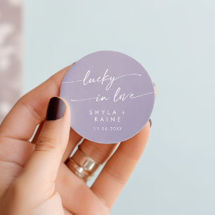 Sticker Rond Boho Chic Lavande Purple Lucky En Amour Favoriser