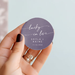 Sticker Rond Boho Chic Plum Purple Lucky En Amour Favoriser