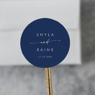 Sticker Rond Boho Chic Royal Blue Names Enveloppe Phoques