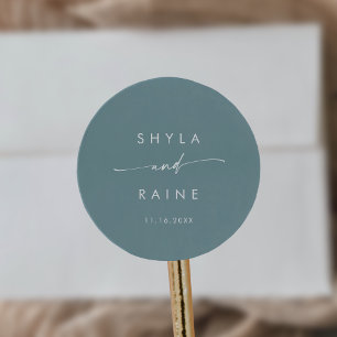 Sticker Rond Boho Chic Seafoam Noms Turquoises Enveloppe Phoque