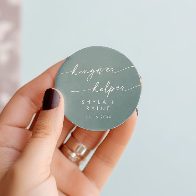 Sticker Rond Boho Chic Seafoam Turquoise Hangover Helper Favori (Créateur téléchargé)