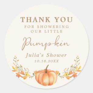 Sticker Rond Boho Citrouille Automne Foliage Merci Faveur