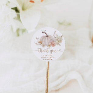 Sticker Rond Boho citrouille automne merci classique autocollan