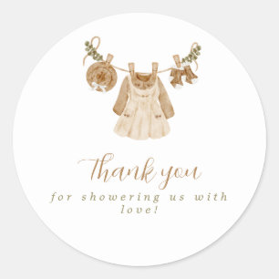 Sticker Rond Boho Clothesline Girl Baby shower
