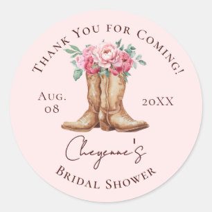 Sticker Rond Boho Cowgirl Rose Floral REMERCIEMENTS DE LANCEMEN