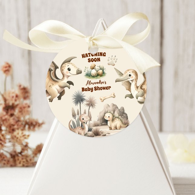 Sticker Rond Boho Cute Hatching Bientôt Dinosaur Baby shower (Créateur téléchargé)