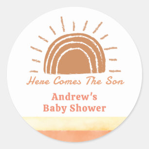 Sticker Rond Boho Desert Ici Vient Le Fils Bébé Douche