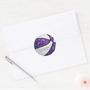 Sticker Rond boho doodles violet blanc de basket fête