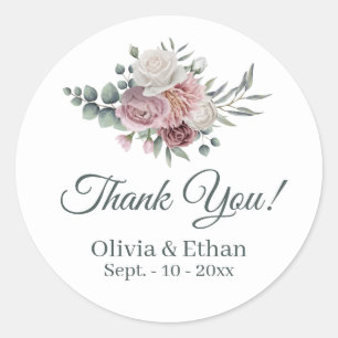 Sticker Rond Boho Dusty Rose Boho Bouquet