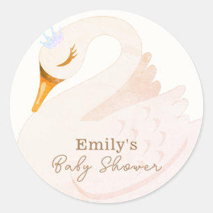 Sticker Rond Boho Elegant Princess Swan Girl Baby shower