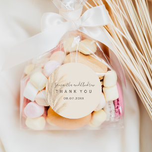 Sticker Rond Boho été pampas herbe aquarelle Merci