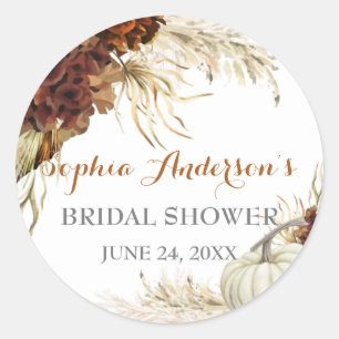 Sticker Rond Boho Fall In Love Flora Burnt Orange Fête des mari