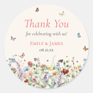 Sticker Rond Boho Fleur sauvage Floral Mariage