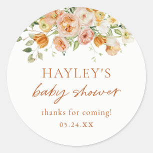 Sticker Rond Boho Fleurs fille Baby shower Merci