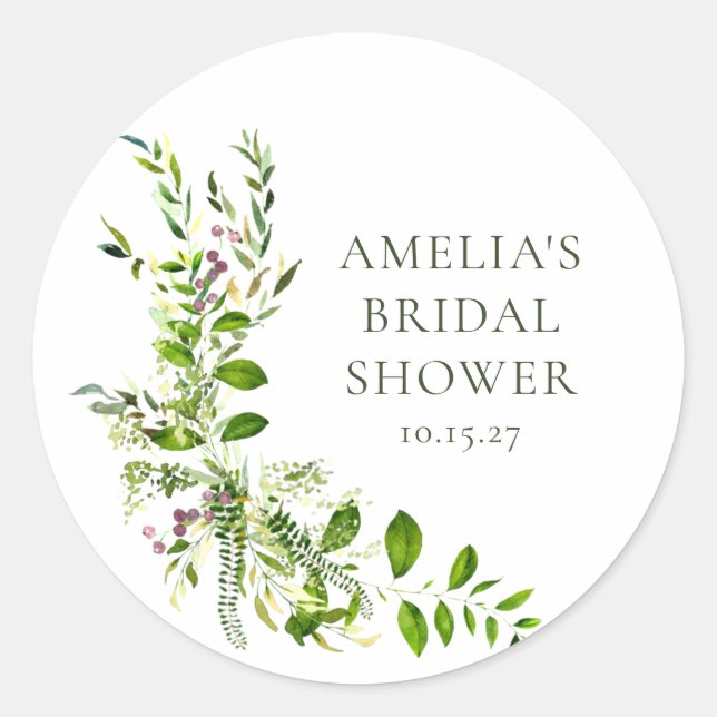 Sticker Rond Boho Floral Aquarelle Fleurs Shower de Mariée (Devant)