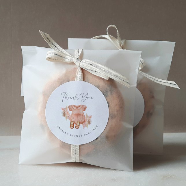 Sticker Rond Boho Floral Baby Girl Douche Merci (Créateur téléchargé)