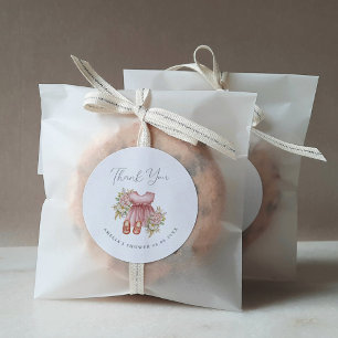 Sticker Rond Boho Floral Baby Girl Douche Merci classique Rou