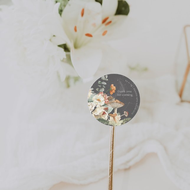 Sticker Rond Boho Floral Mushroom Botanique | BABY SHOWER (Créateur téléchargé)