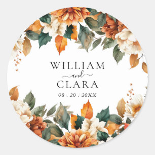 Sticker Rond Boho Floral Terracotta Aquarelle Mariage