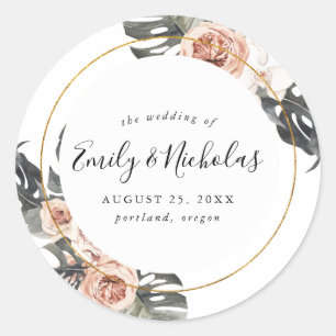 Sticker Rond Boho Floral Tropical   Mariage