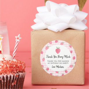 Sticker Rond Boho fraise Berry Sweet Anniversaire