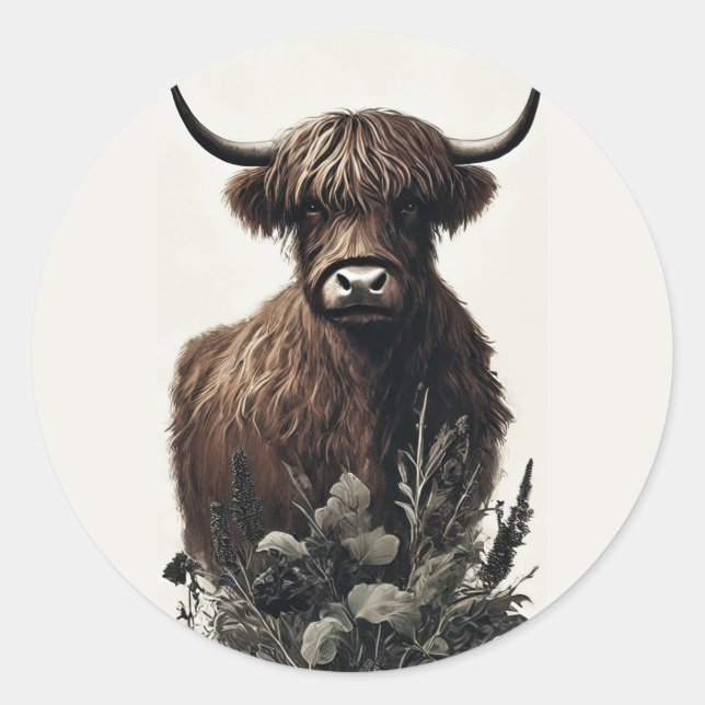 Sticker Rond Boho Highland (Devant)