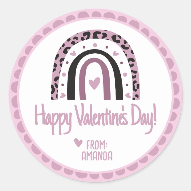 Sticker Rond Boho Joyeuse Saint-Valentin (Devant)