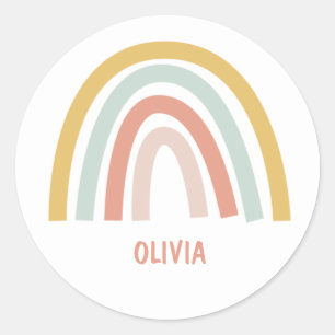 Sticker Rond Boho Kids Rainbow Personnalisé