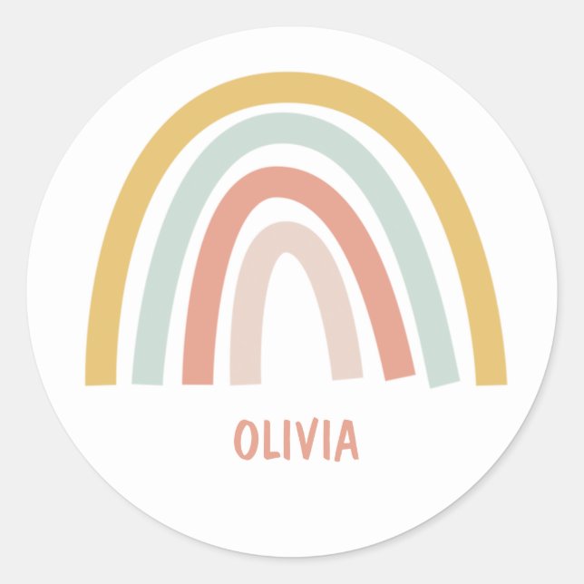 Sticker Rond Boho Kids Rainbow Personnalisé (Devant)