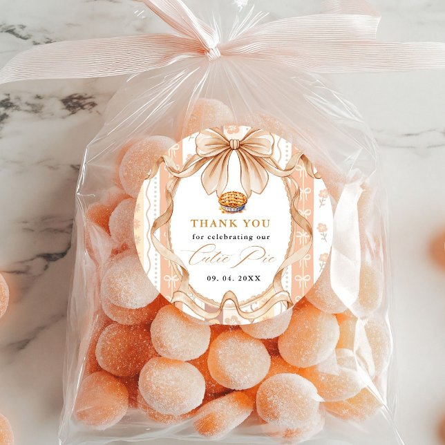 Sticker Rond Boho Little Cutie Pie Thanksgiving Baby shower (Créateur téléchargé)