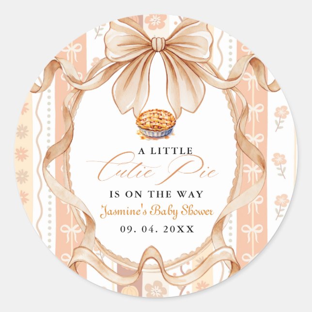 Sticker Rond Boho Little Cutie Pie Thanksgiving Baby Shower (Devant)