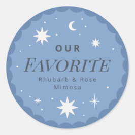 Sticker Rond Boho lune boisson préférée mariage faveur autocoll