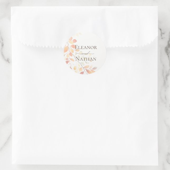 Sticker Rond Boho moderne aquarelle automne Feuilles Mariage (Sac)